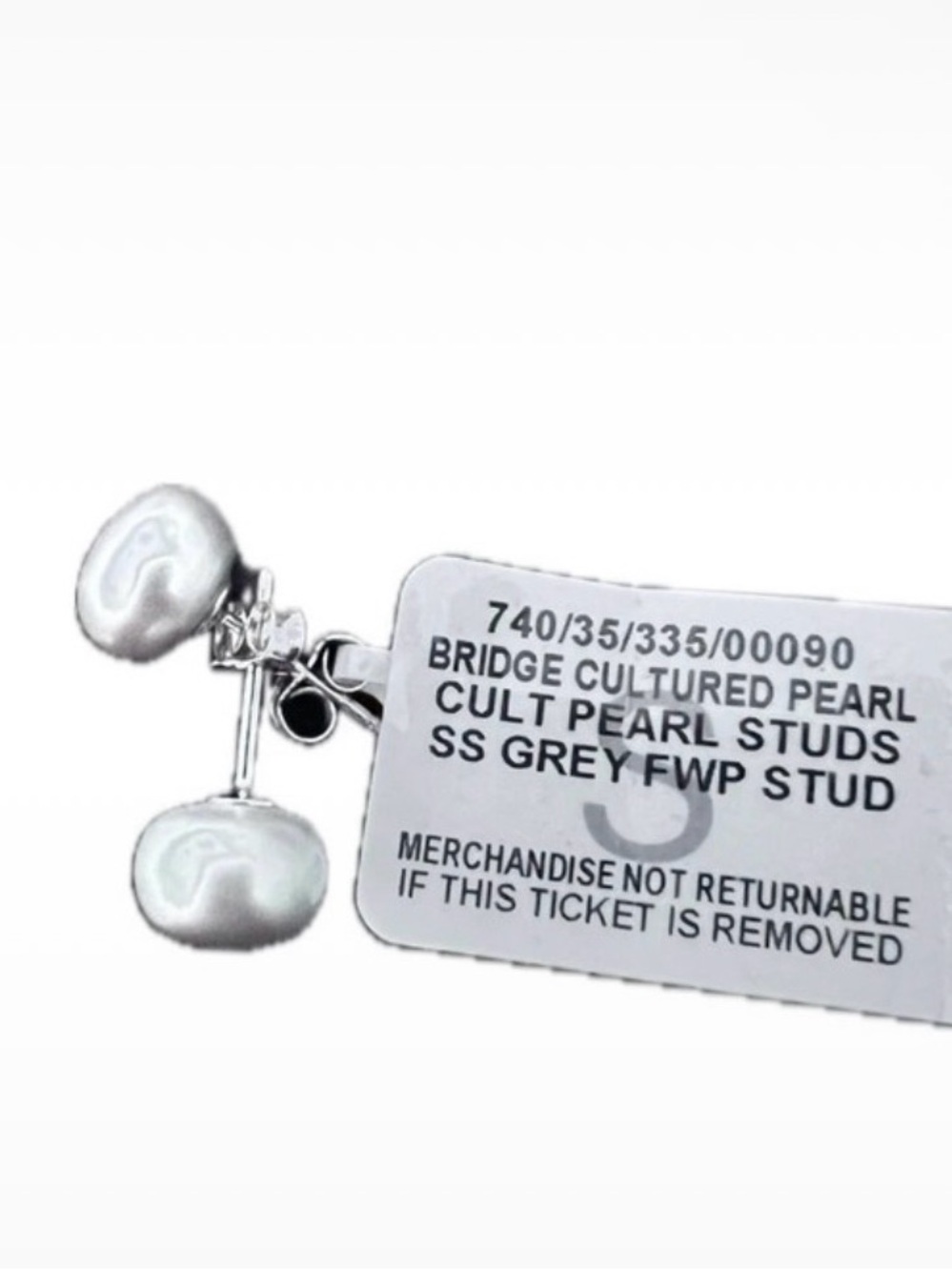 NWT Macy’s Grey Cultured Pearl Earrings